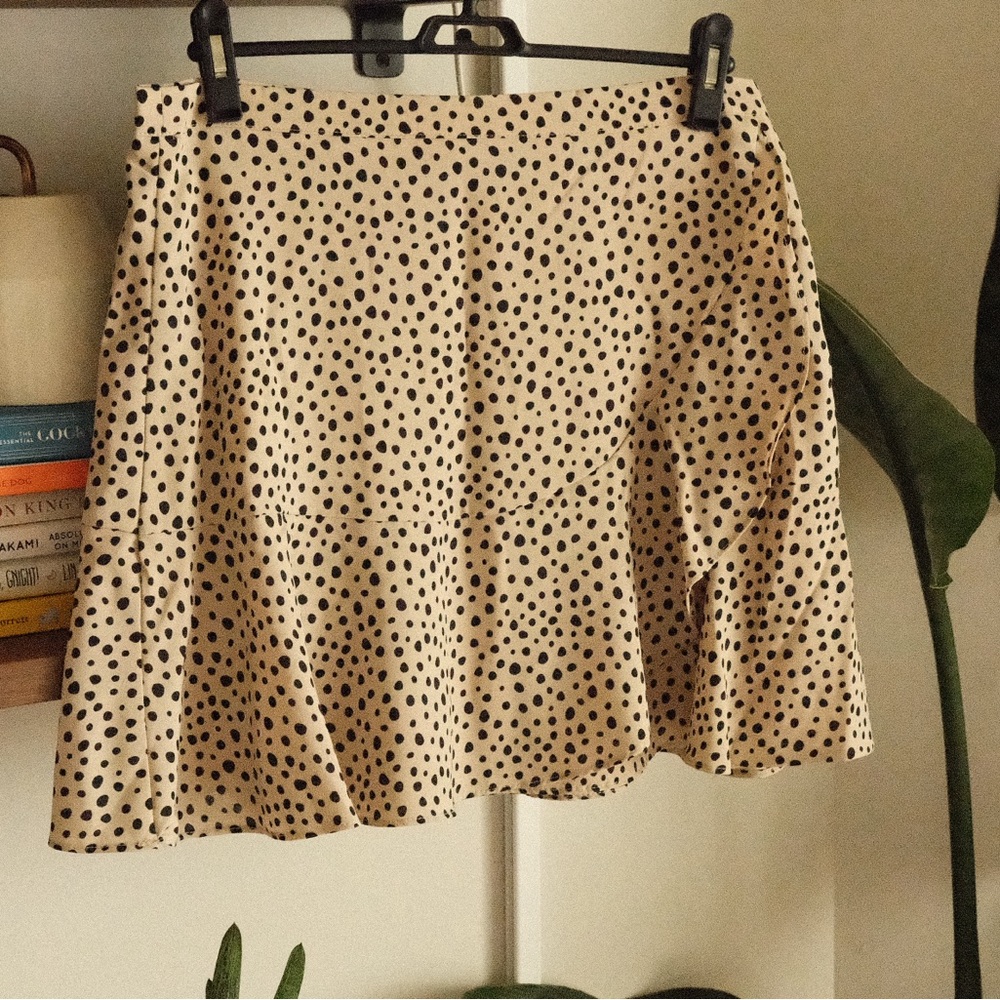 Polka Dot Mini Flare Ruffle Skirt